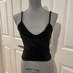 Brandy Melville Velvet Black Women’s Tank Top ONE SIZE Cropped Holiday Party